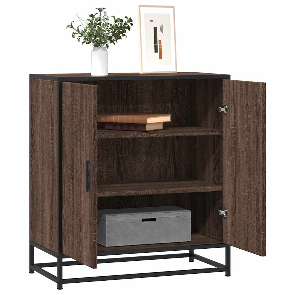 Dressoir 68x35x76 cm bewerkt hout en metaal bruin eikenkleur is nu te koop bij PeponiXL, paradijselijk wonen!