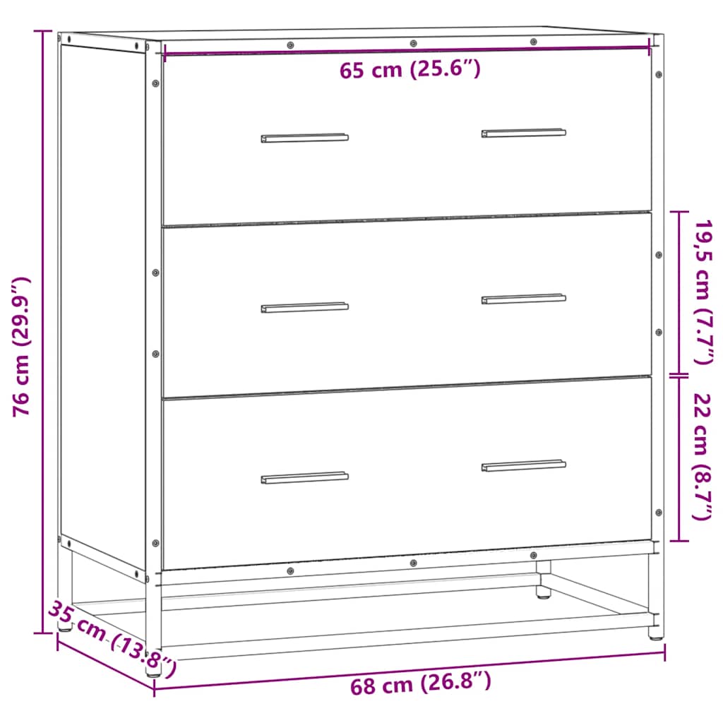 Dressoir 68x35x76 cm bewerkt hout en metaal zwart is nu te koop bij PeponiXL, paradijselijk wonen!