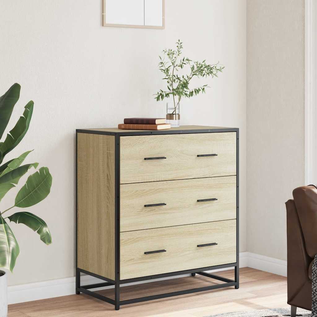 Dressoir 68x35x76 cm bewerkt hout en metaal sonoma eikenkleur is nu te koop bij PeponiXL, paradijselijk wonen!