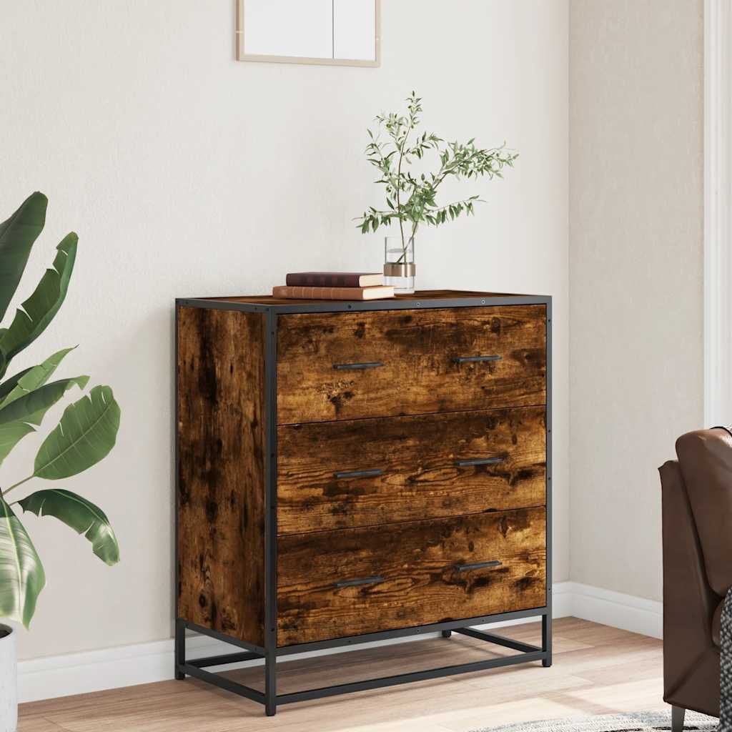 Dressoir 68x35x76 cm bewerkt hout en metaal gerookt eiken is nu te koop bij PeponiXL, paradijselijk wonen!