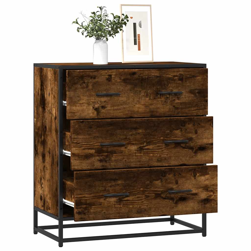 Dressoir 68x35x76 cm bewerkt hout en metaal gerookt eiken is nu te koop bij PeponiXL, paradijselijk wonen!