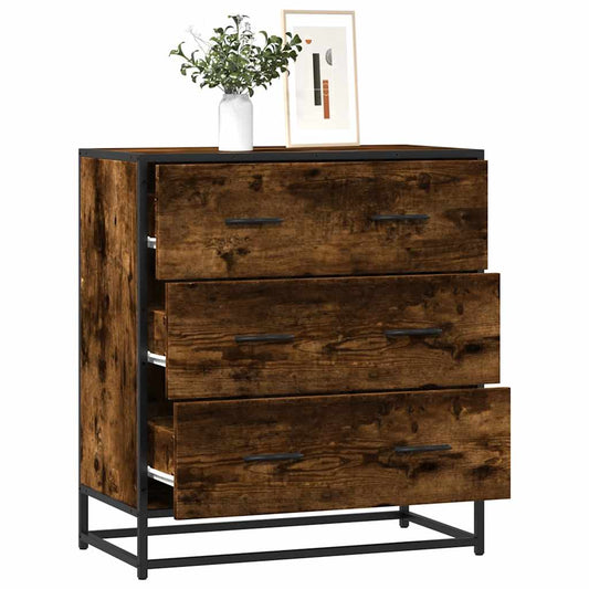 Dressoir 68x35x76 cm bewerkt hout en metaal gerookt eiken is nu te koop bij PeponiXL, paradijselijk wonen!