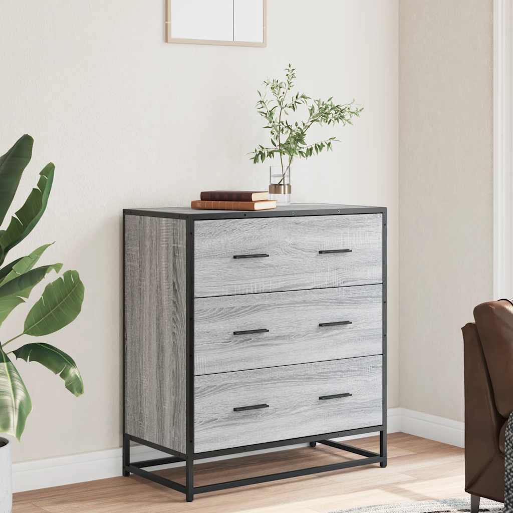 Dressoir 68x35x76 cm bewerkt hout en metaal grijs sonoma is nu te koop bij PeponiXL, paradijselijk wonen!