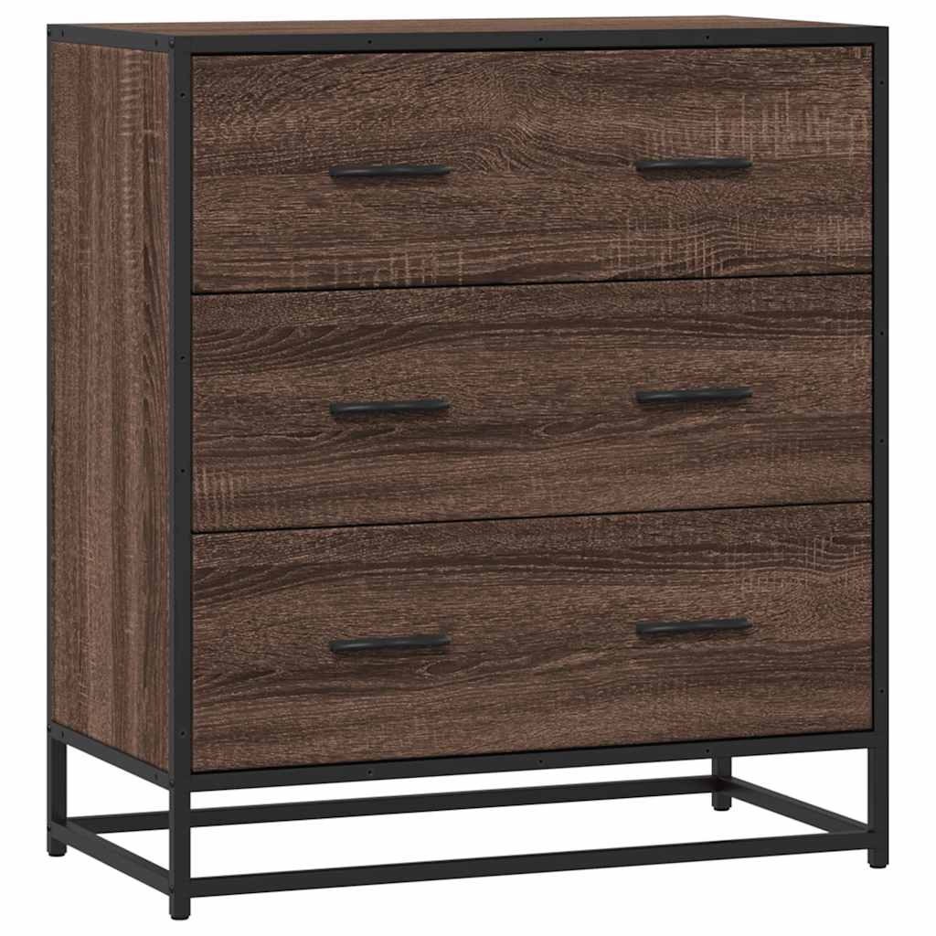 Dressoir 68x35x76 cm bewerkt hout en metaal bruin eikenkleur is nu te koop bij PeponiXL, paradijselijk wonen!