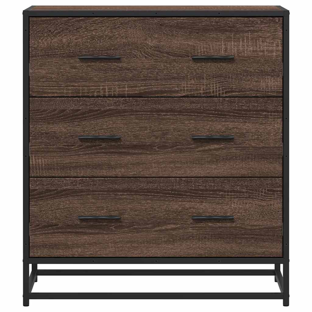 Dressoir 68x35x76 cm bewerkt hout en metaal bruin eikenkleur is nu te koop bij PeponiXL, paradijselijk wonen!