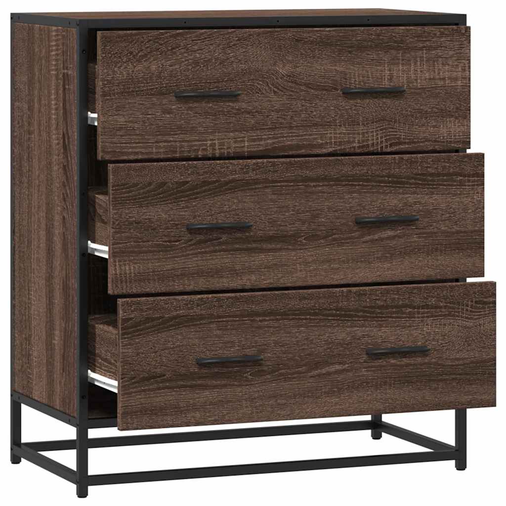 Dressoir 68x35x76 cm bewerkt hout en metaal bruin eikenkleur is nu te koop bij PeponiXL, paradijselijk wonen!