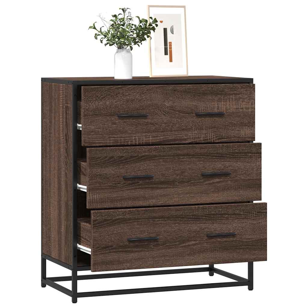 Dressoir 68x35x76 cm bewerkt hout en metaal bruin eikenkleur is nu te koop bij PeponiXL, paradijselijk wonen!