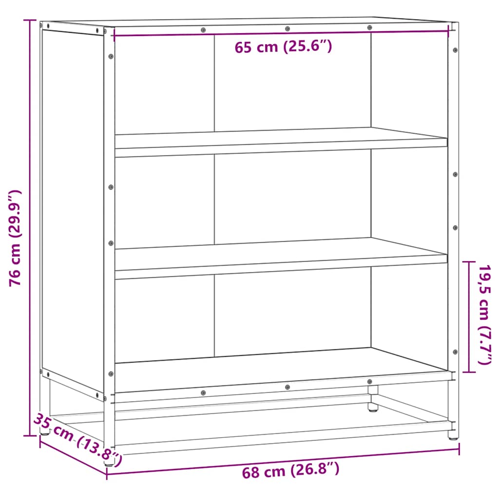 Dressoir 68x35x76 cm bewerkt hout en metaal bruin eikenkleur is nu te koop bij PeponiXL, paradijselijk wonen!