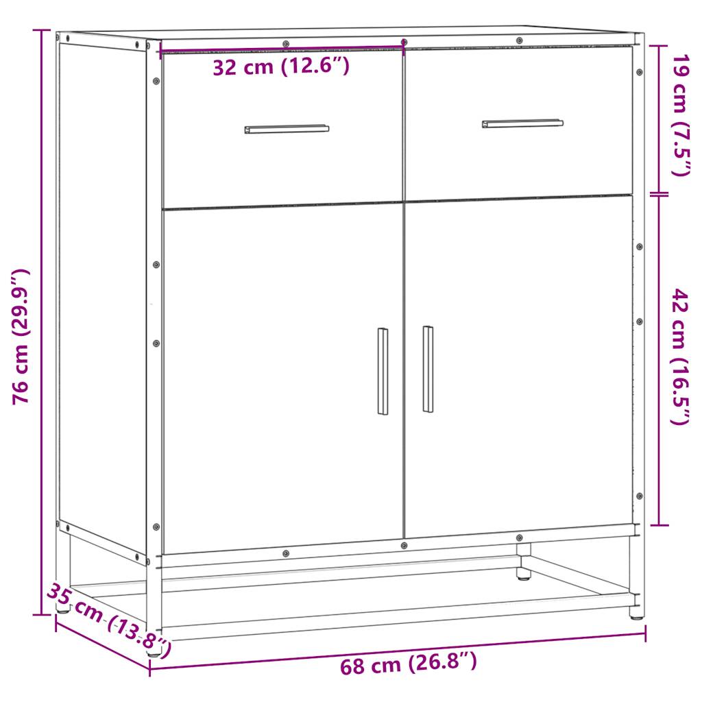 Dressoir 68x35x76 cm bewerkt hout bruin eikenkleur is nu te koop bij PeponiXL, paradijselijk wonen!