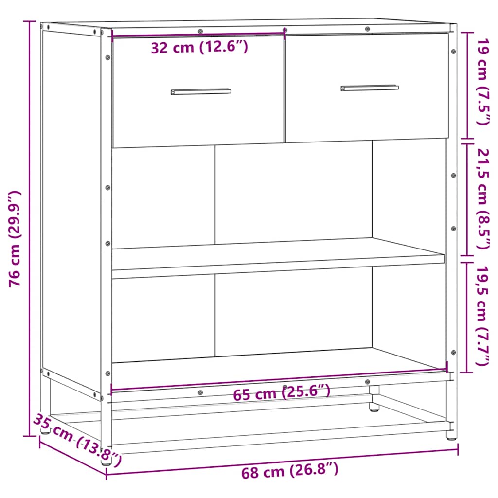 Dressoir 68x35x76 cm bewerkt hout grijs sonoma eikenkleurig is nu te koop bij PeponiXL, paradijselijk wonen!