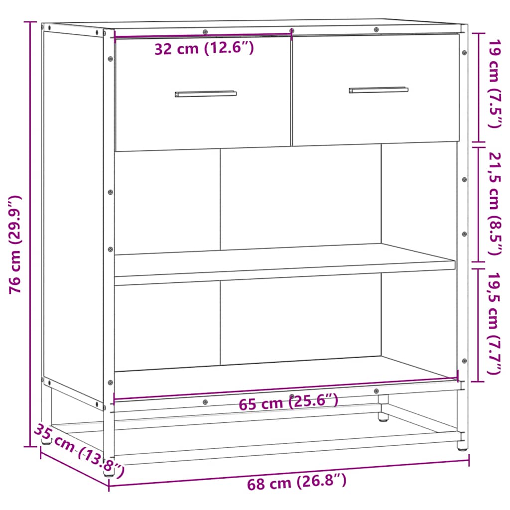 Dressoir 68x35x76 cm bewerkt hout bruin eikenkleur is nu te koop bij PeponiXL, paradijselijk wonen!