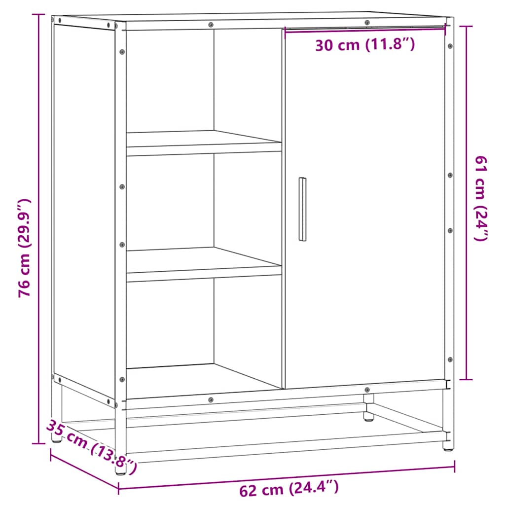 Dressoir 62x35x76 cm bewerkt hout grijs sonoma eikenkleurig is nu te koop bij PeponiXL, paradijselijk wonen!