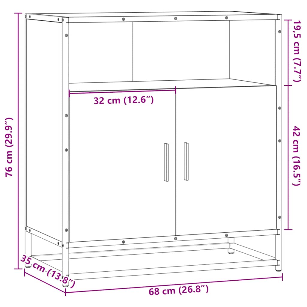 Dressoir 68x35x76 cm bewerkt hout gerookt eikenkleurig is nu te koop bij PeponiXL, paradijselijk wonen!
