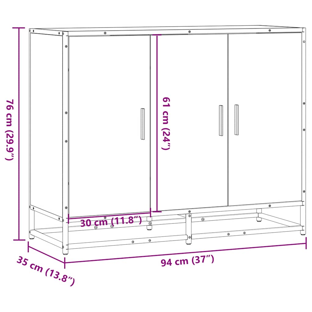 Dressoir 94x35x76 cm bewerkt hout gerookt eikenkleurig is nu te koop bij PeponiXL, paradijselijk wonen!