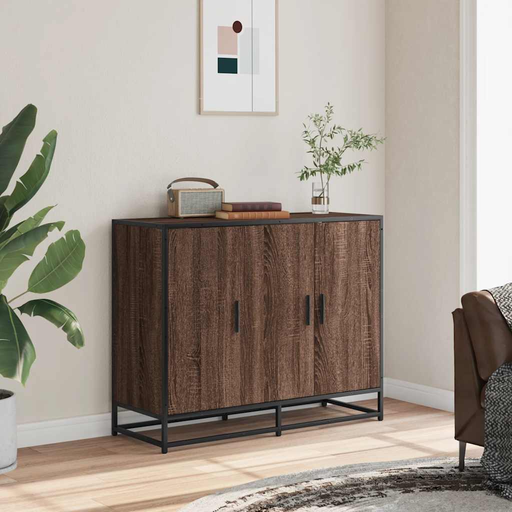 Dressoir 94x35x76 cm bewerkt hout bruin eikenkleur is nu te koop bij PeponiXL, paradijselijk wonen!