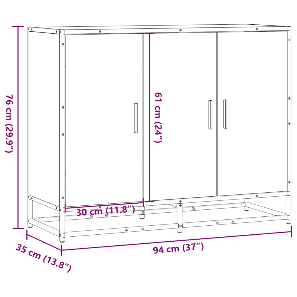 Dressoir 94x35x76 cm bewerkt hout bruin eikenkleur is nu te koop bij PeponiXL, paradijselijk wonen!