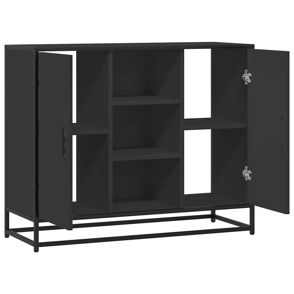 Dressoir 92x35x76 cm bewerkt hout zwart is nu te koop bij PeponiXL, paradijselijk wonen!