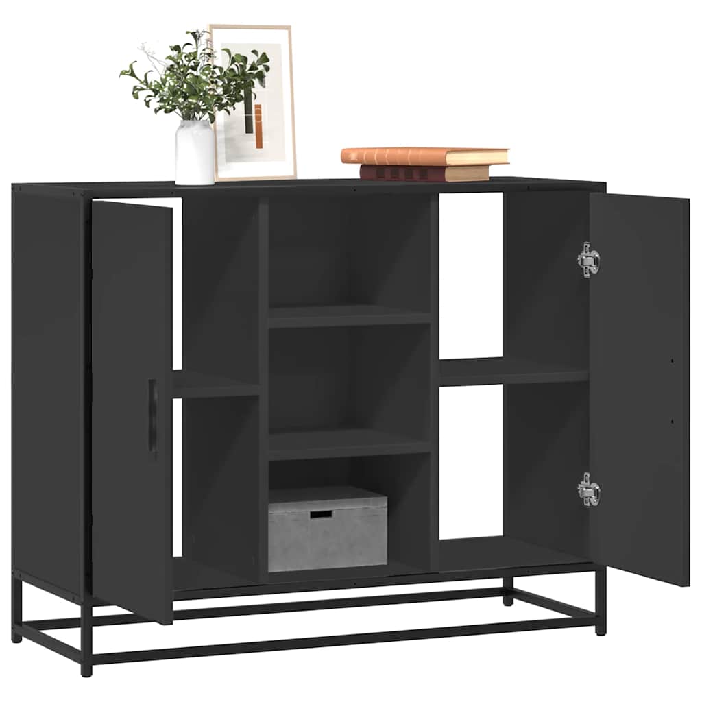 Dressoir 92x35x76 cm bewerkt hout zwart is nu te koop bij PeponiXL, paradijselijk wonen!