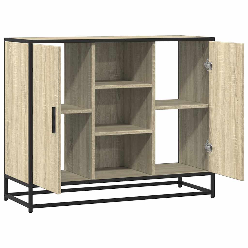 Dressoir 92x35x76 cm bewerkt hout sonoma eikenkleurig is nu te koop bij PeponiXL, paradijselijk wonen!