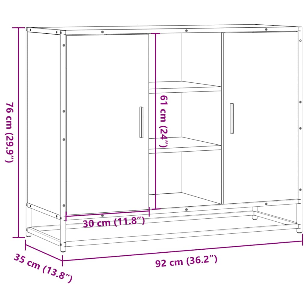 Dressoir 92x35x76 cm bewerkt hout sonoma eikenkleurig is nu te koop bij PeponiXL, paradijselijk wonen!