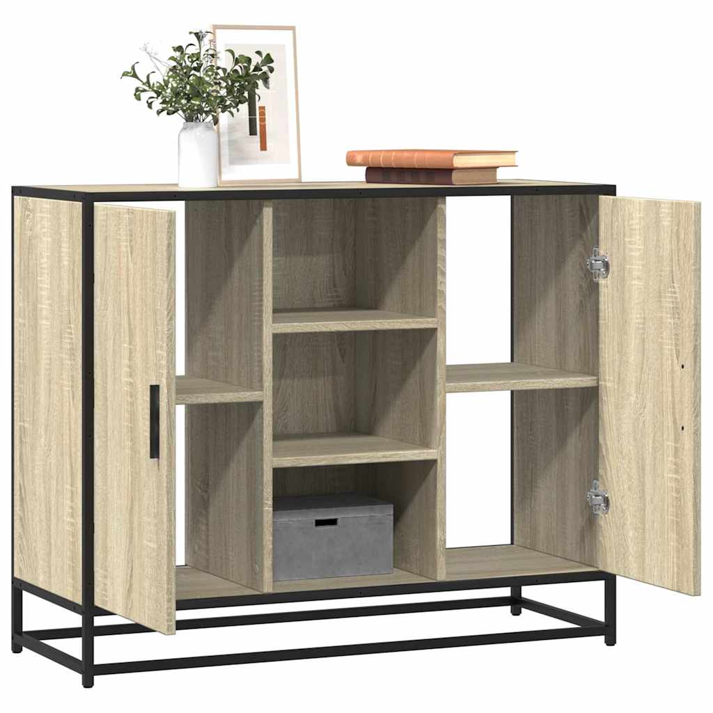 Dressoir 92x35x76 cm bewerkt hout sonoma eikenkleurig is nu te koop bij PeponiXL, paradijselijk wonen!