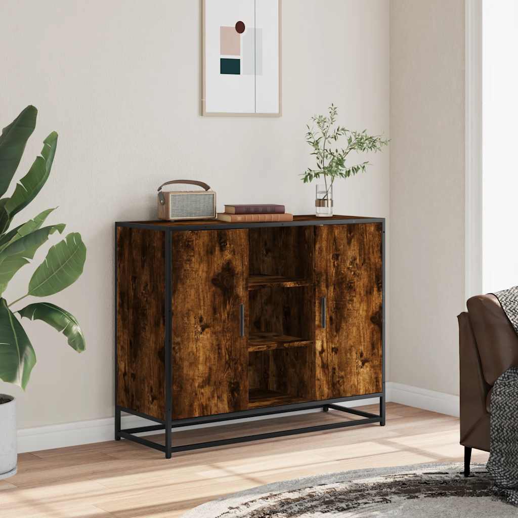 Dressoir 92x35x76 cm bewerkt hout gerookt eikenkleurig is nu te koop bij PeponiXL, paradijselijk wonen!