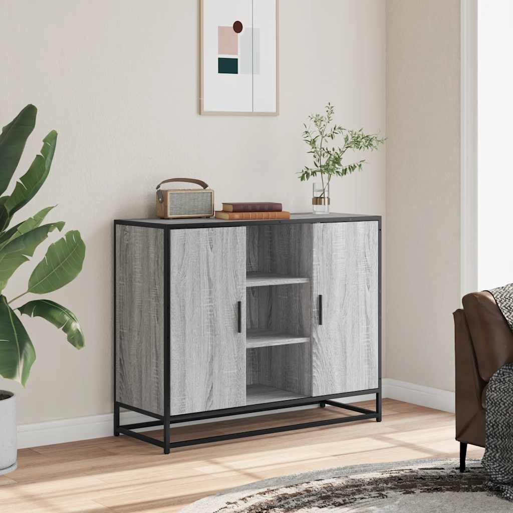 Dressoir 92x35x76 cm bewerkt hout grijs sonoma eikenkleurig is nu te koop bij PeponiXL, paradijselijk wonen!
