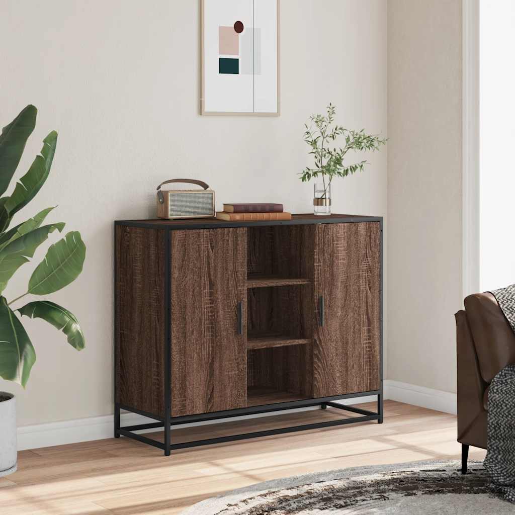 Dressoir 92x35x76 cm bewerkt hout bruin eikenkleurig is nu te koop bij PeponiXL, paradijselijk wonen!