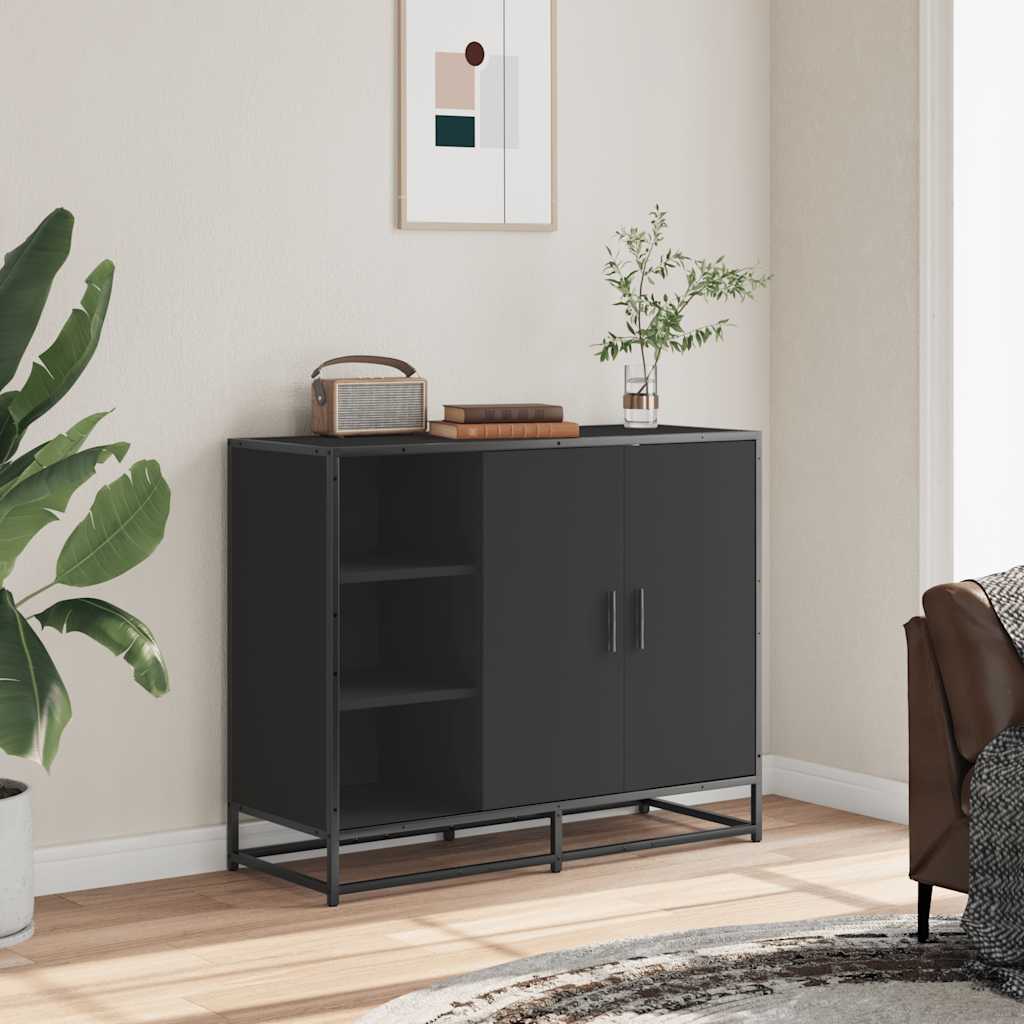 Dressoir 92x35x76 cm bewerkt hout zwart is nu te koop bij PeponiXL, paradijselijk wonen!