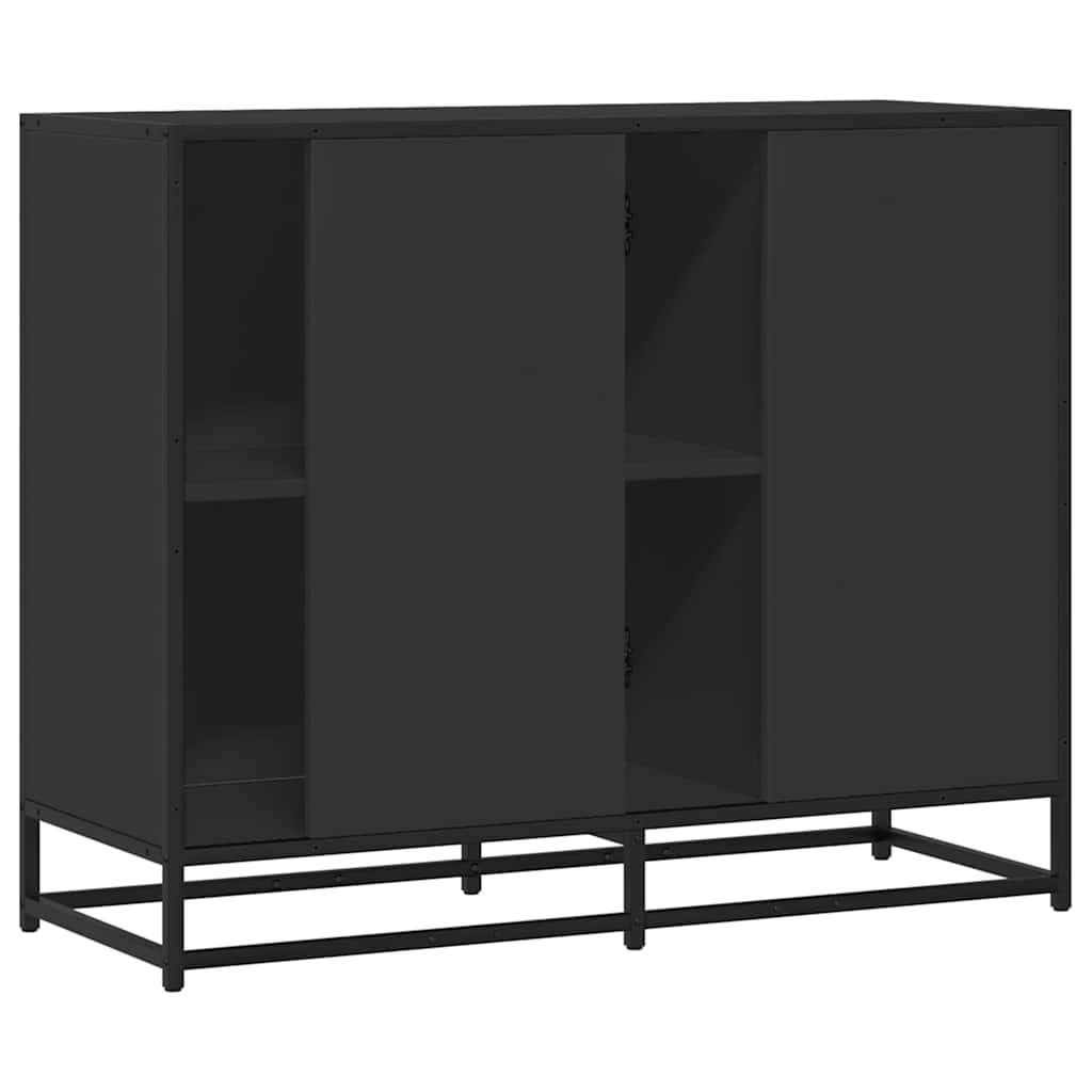 Dressoir 92x35x76 cm bewerkt hout zwart is nu te koop bij PeponiXL, paradijselijk wonen!