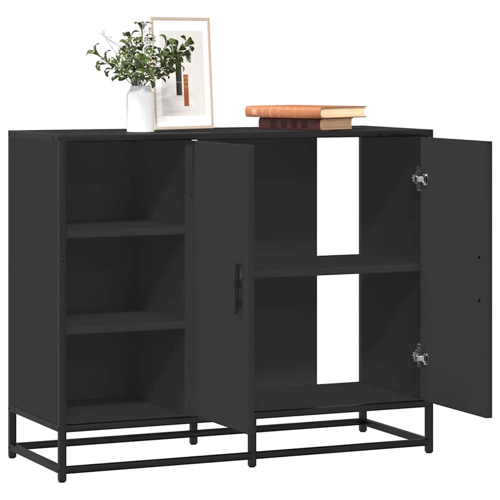 Dressoir 92x35x76 cm bewerkt hout zwart is nu te koop bij PeponiXL, paradijselijk wonen!