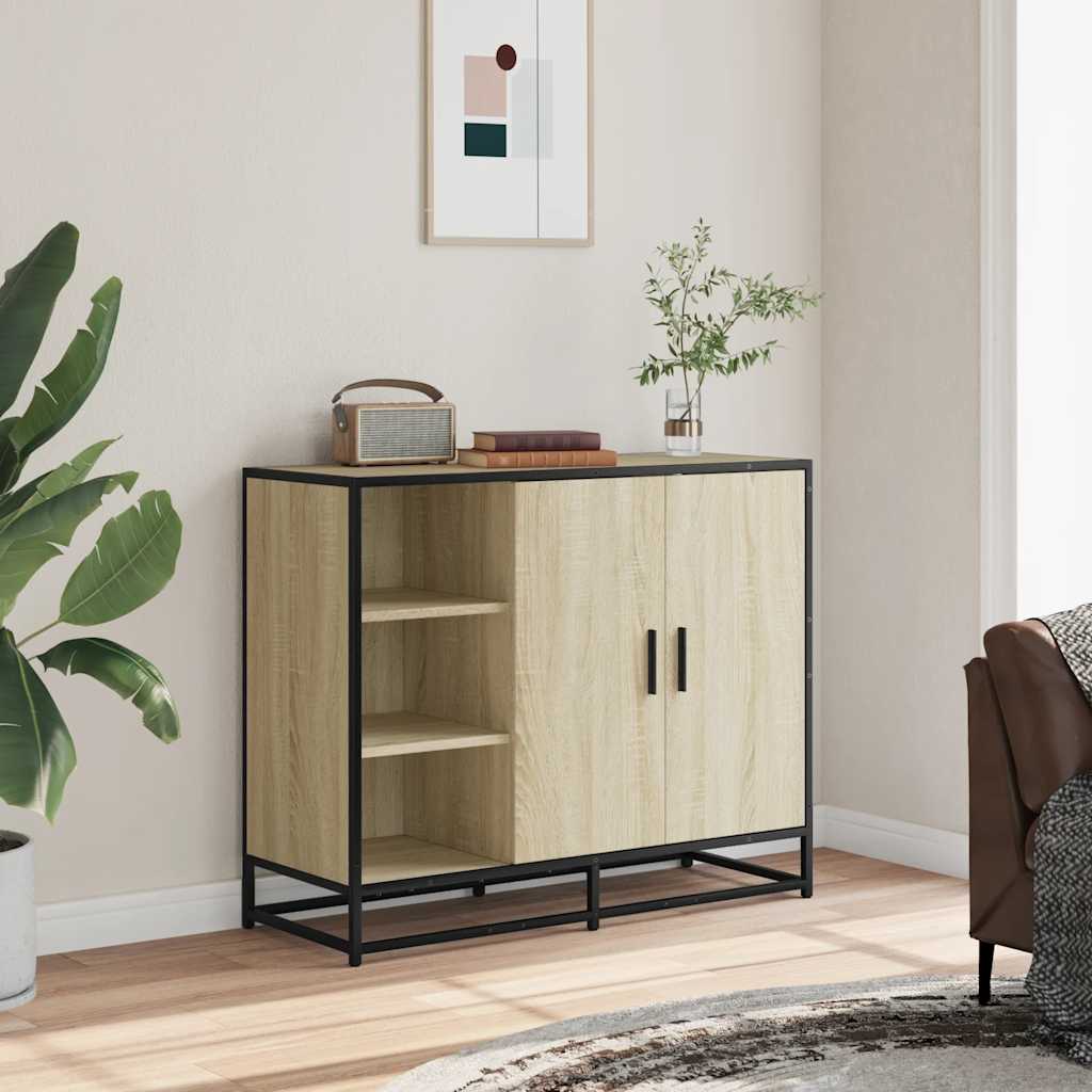 Dressoir 92x35x76 cm bewerkt hout sonoma eikenkleurig is nu te koop bij PeponiXL, paradijselijk wonen!