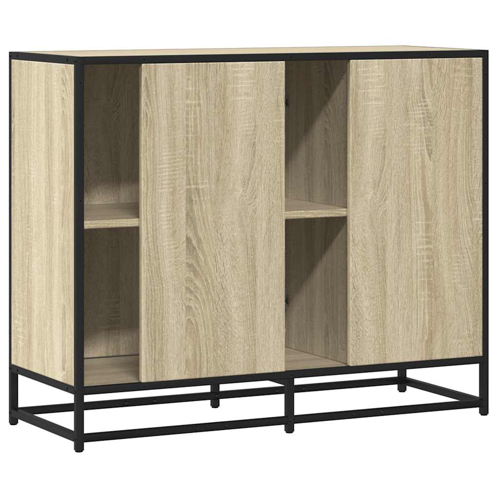 Dressoir 92x35x76 cm bewerkt hout sonoma eikenkleurig is nu te koop bij PeponiXL, paradijselijk wonen!
