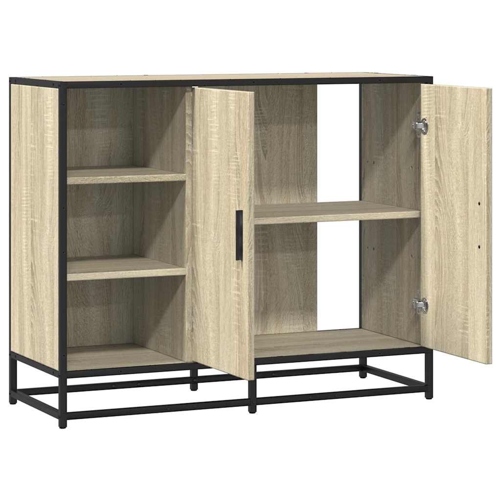 Dressoir 92x35x76 cm bewerkt hout sonoma eikenkleurig is nu te koop bij PeponiXL, paradijselijk wonen!
