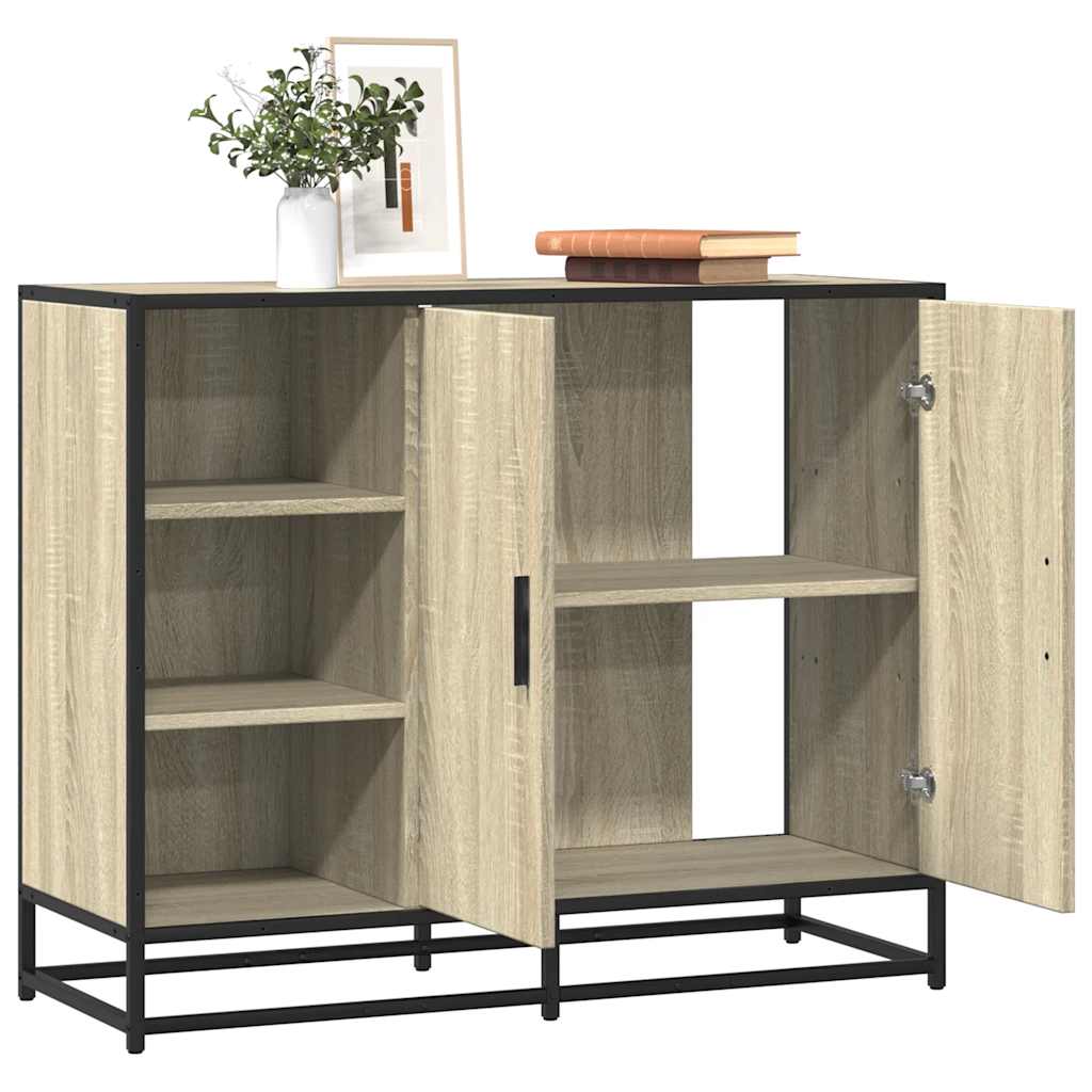 Dressoir 92x35x76 cm bewerkt hout sonoma eikenkleurig is nu te koop bij PeponiXL, paradijselijk wonen!