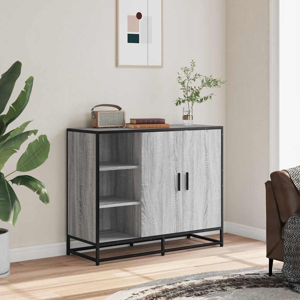 Dressoir 92x35x76 cm bewerkt hout grijs sonoma eikenkleurig is nu te koop bij PeponiXL, paradijselijk wonen!