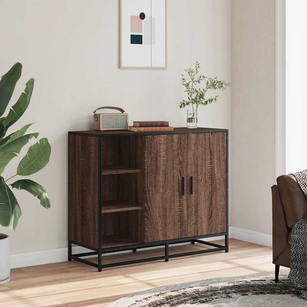 Dressoir 92x35x76 cm bewerkt hout bruin eikenkleurig is nu te koop bij PeponiXL, paradijselijk wonen!