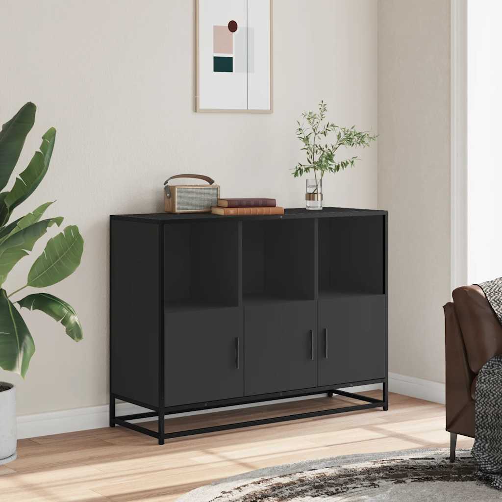 Dressoir 100x35x76 cm bewerkt hout zwart is nu te koop bij PeponiXL, paradijselijk wonen!
