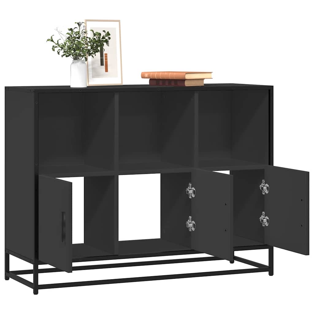 Dressoir 100x35x76 cm bewerkt hout zwart is nu te koop bij PeponiXL, paradijselijk wonen!
