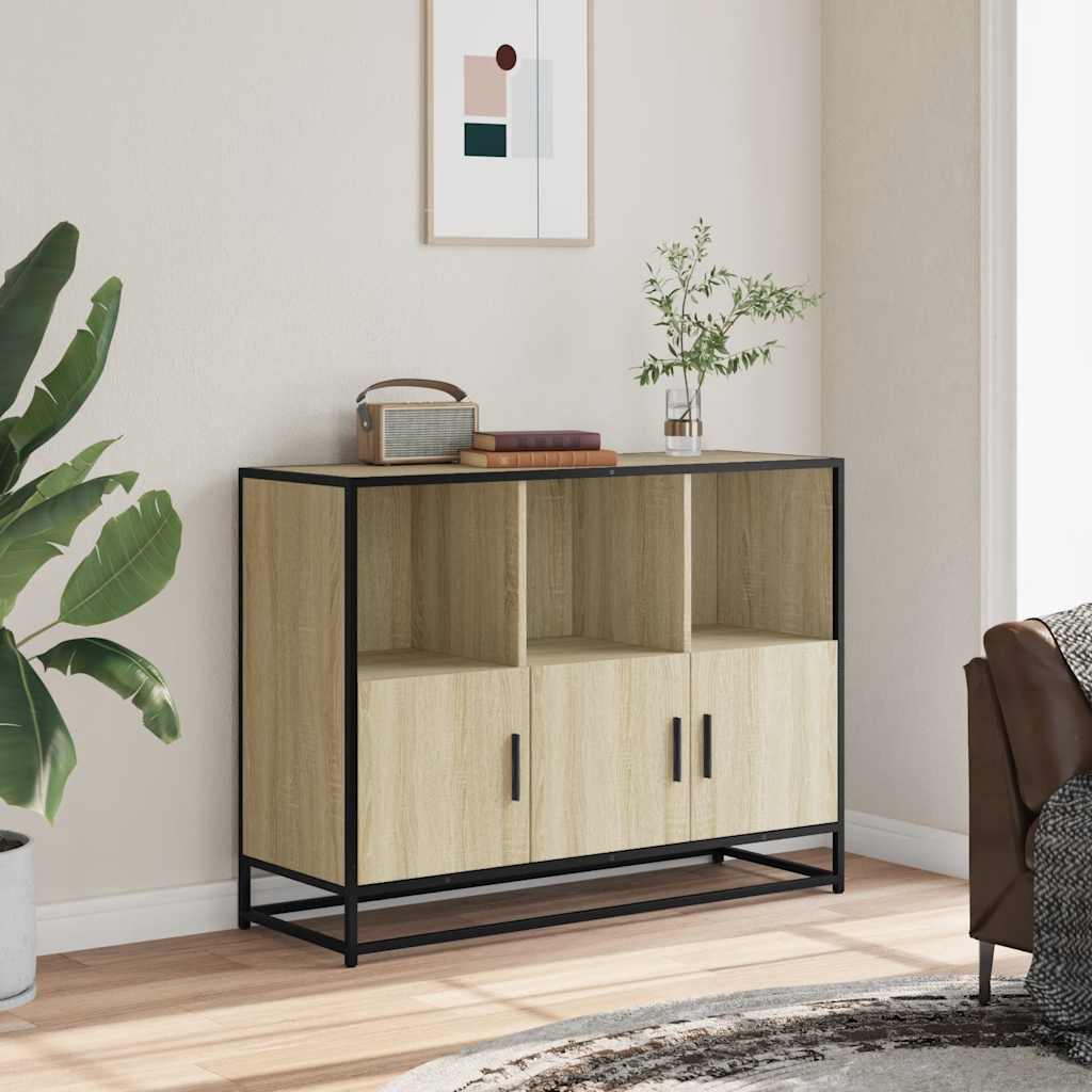 Dressoir 100x35x76 cm bewerkt hout sonoma eikenkleurig is nu te koop bij PeponiXL, paradijselijk wonen!