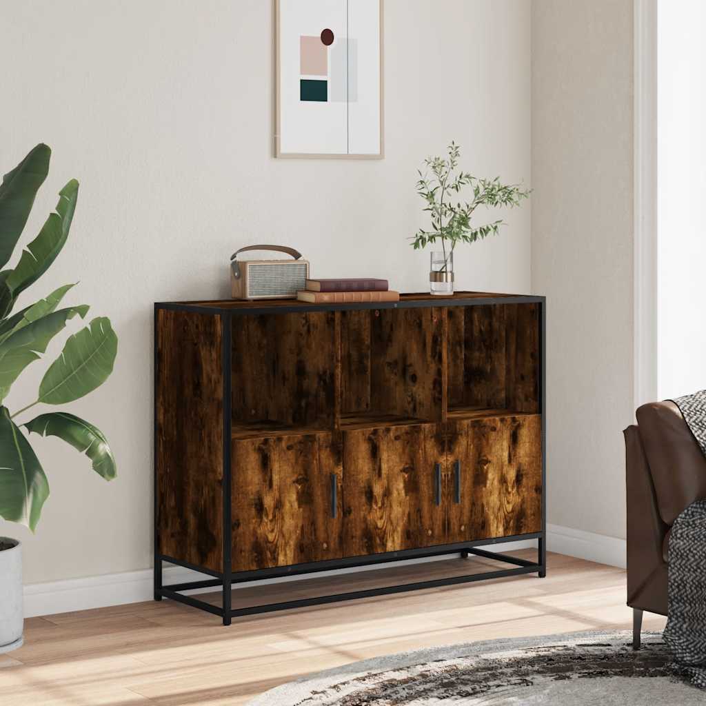 Dressoir 100x35x76 cm bewerkt hout gerookt eikenkleurig is nu te koop bij PeponiXL, paradijselijk wonen!