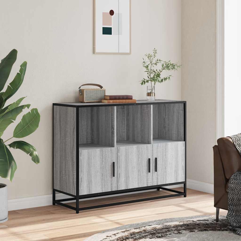Dressoir 100x35x76 cm bewerkt hout grijs sonoma eikenkleurig is nu te koop bij PeponiXL, paradijselijk wonen!