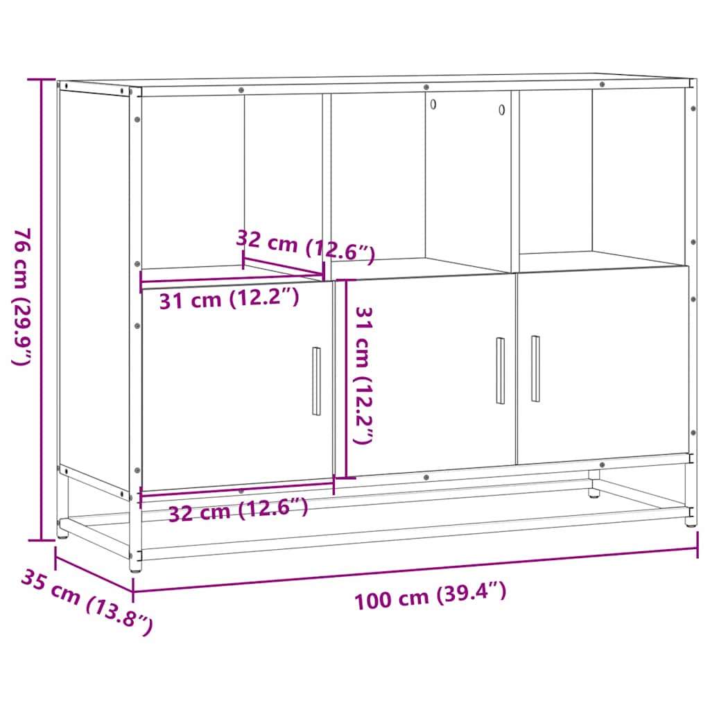 Dressoir 100x35x76 cm bewerkt hout bruin eikenkleur is nu te koop bij PeponiXL, paradijselijk wonen!