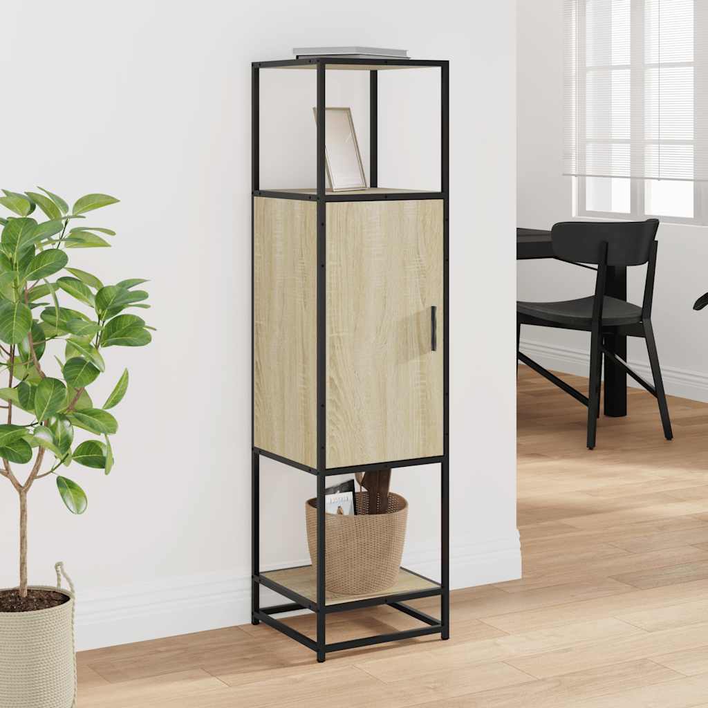 Hoge kast 35,5x35x139 cm bewerkt hout en metaal sonoma eiken is nu te koop bij PeponiXL, paradijselijk wonen!