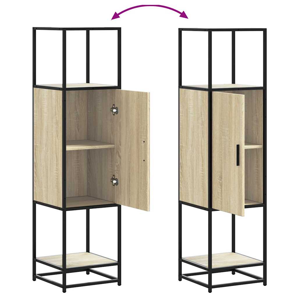 Hoge kast 35,5x35x139 cm bewerkt hout en metaal sonoma eiken is nu te koop bij PeponiXL, paradijselijk wonen!