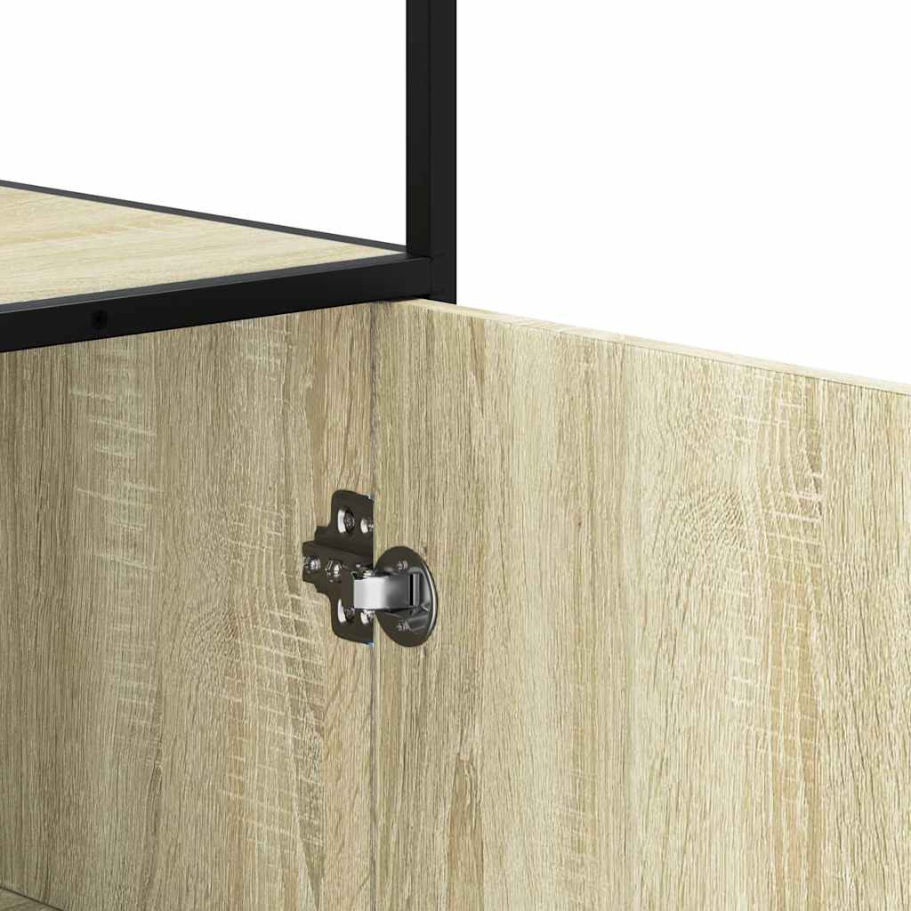 Hoge kast 35,5x35x139 cm bewerkt hout en metaal sonoma eiken is nu te koop bij PeponiXL, paradijselijk wonen!