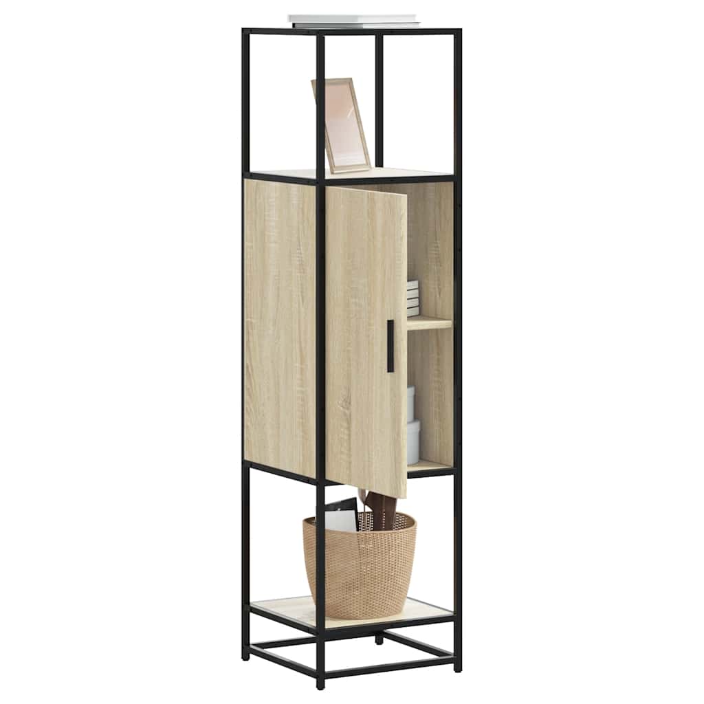Hoge kast 35,5x35x139 cm bewerkt hout en metaal sonoma eiken is nu te koop bij PeponiXL, paradijselijk wonen!