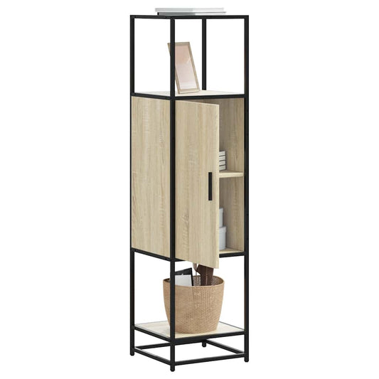 Hoge kast 35,5x35x139 cm bewerkt hout en metaal sonoma eiken is nu te koop bij PeponiXL, paradijselijk wonen!