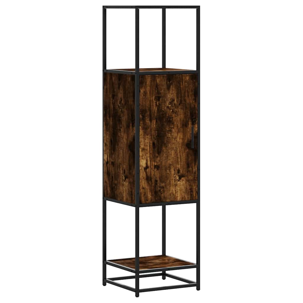 Hoge kast 35,5x35x139 cm bewerkt hout en metaal gerookt eiken is nu te koop bij PeponiXL, paradijselijk wonen!