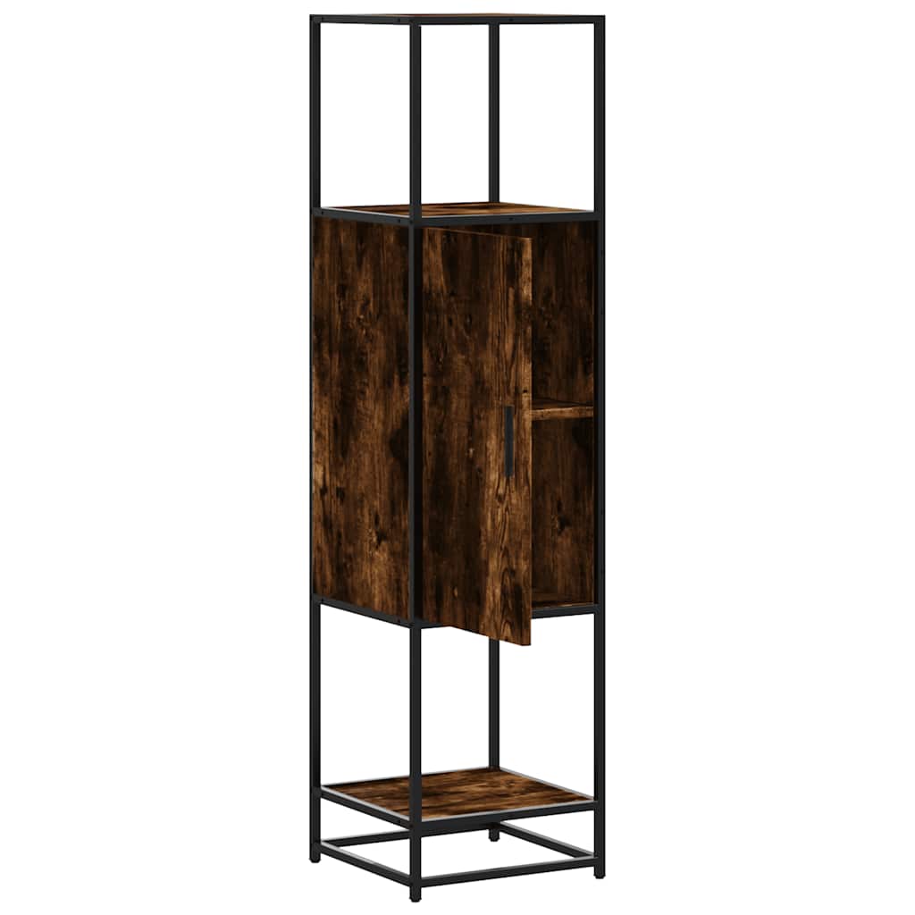 Hoge kast 35,5x35x139 cm bewerkt hout en metaal gerookt eiken is nu te koop bij PeponiXL, paradijselijk wonen!